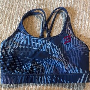 Peloton Strappy Patterned Navy Sports Bra